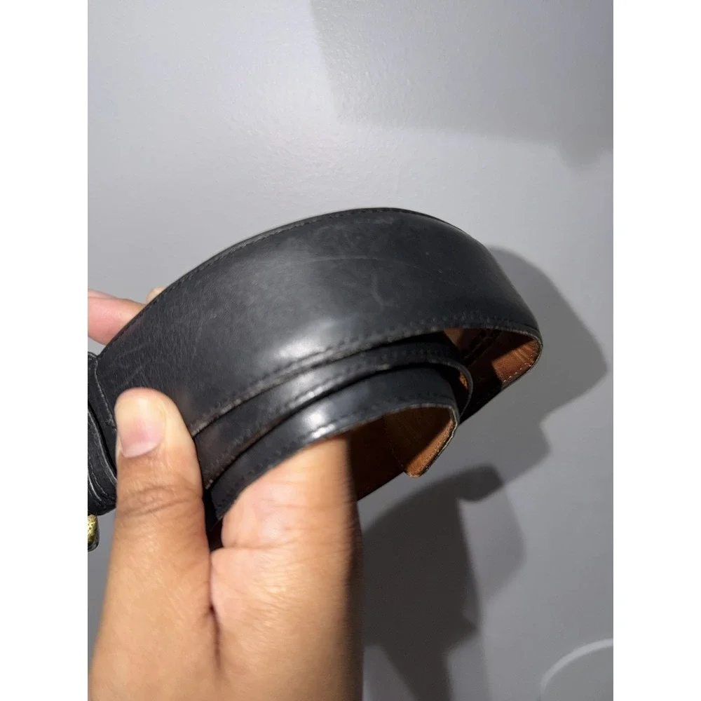 Coach Belt 8500 USA Black Leather Brass Buckle‎ 36